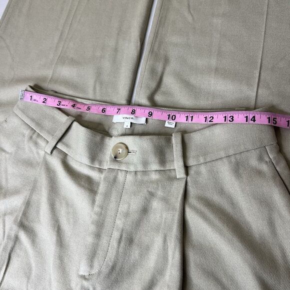 Vince Trouser Pants Womens 8 Beige Wool Blend High Waist Wide Leg Pleated Work - Picture 5 of 13